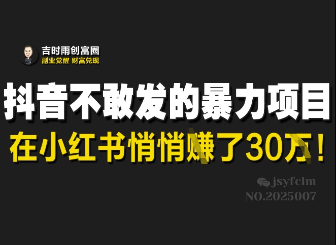 抖音不敢发的暴利项目，在小红书悄悄挣了30W-爱尚云