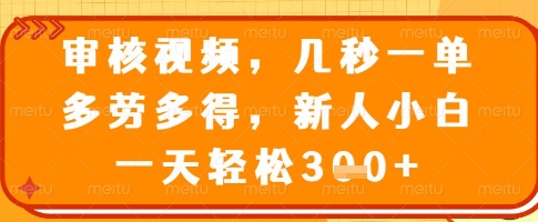 审核视频，几秒一单，多劳多得，新人小白一天轻松3张【揭秘】-爱尚云