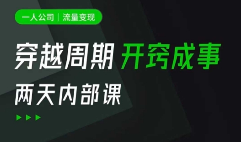 一人公司：流量变现课，一人公司的方法模型拆解， 拆解富人思维，流量思维，小老板思维等-爱尚云