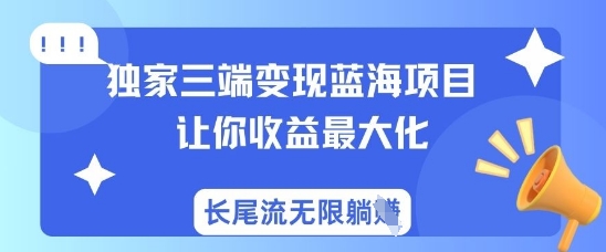 独家三端变现蓝海项目，让你收益最大化，长尾流无限躺挣-爱尚云