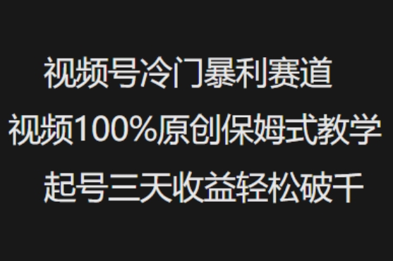 视频号冷门暴利赛道视频100%原创保姆式教学起号三天收益轻松破千-爱尚云