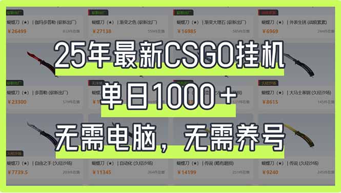25年最新CSGO挂机系统，单日1000+，无需电脑，无需养号，0基础可上手-爱尚云