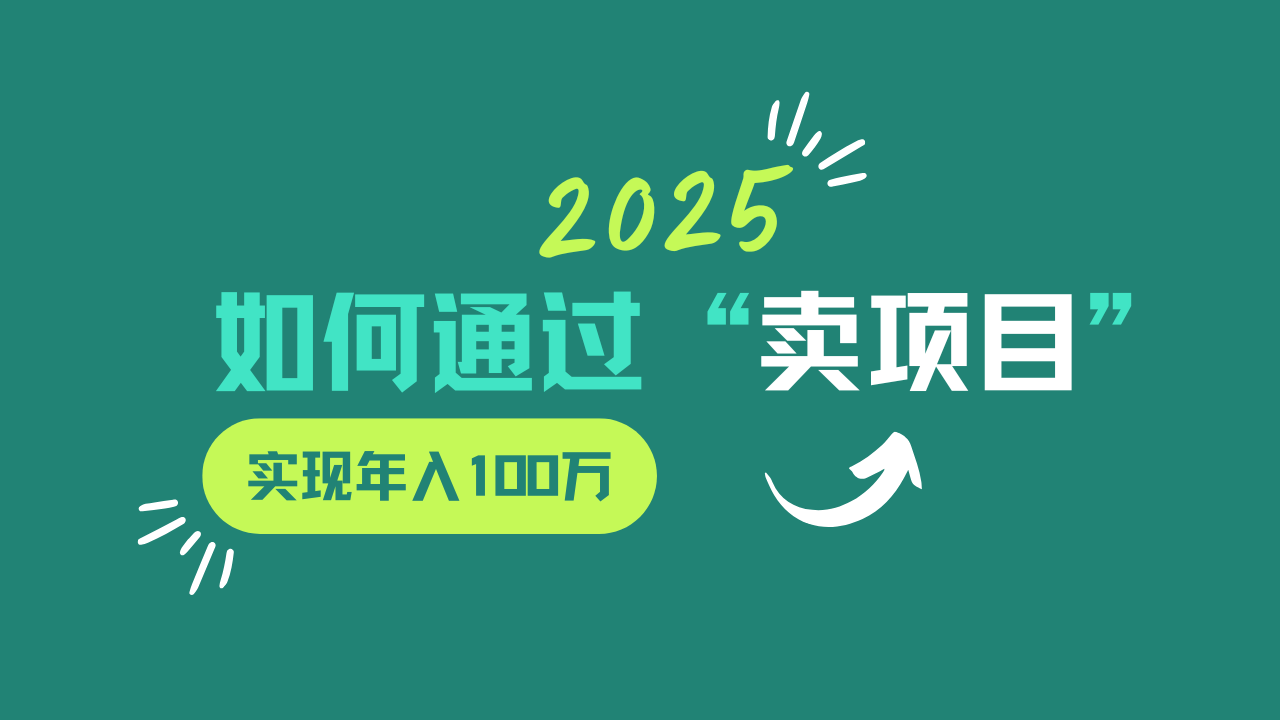 2025年如何通过“卖项目”实现年入100w-爱尚云