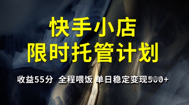 快手小店限时托管计划，收益55分，全程喂饭，单日稳定变现5张【揭秘】-爱尚云