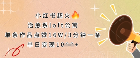 小红书超火的治愈系loft公寓，单条作品点赞16W，3分钟一条，单日变现数张-爱尚云