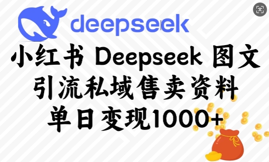小红书Deepseek图文引流私域售卖资料，单日变现多张-爱尚云